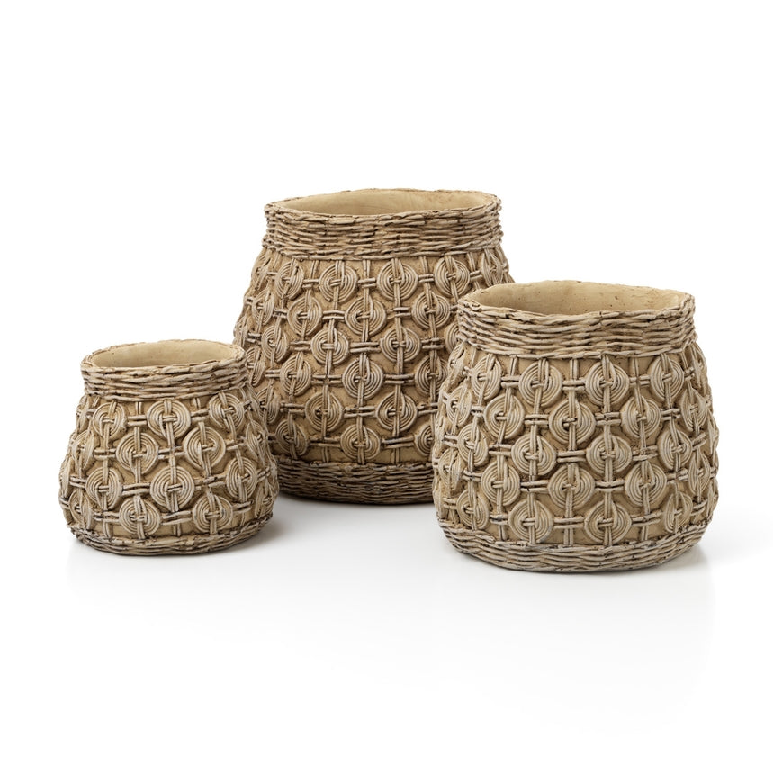 The Knot Concrete Planter – Natural, stor betongpotte med knutemønster, L