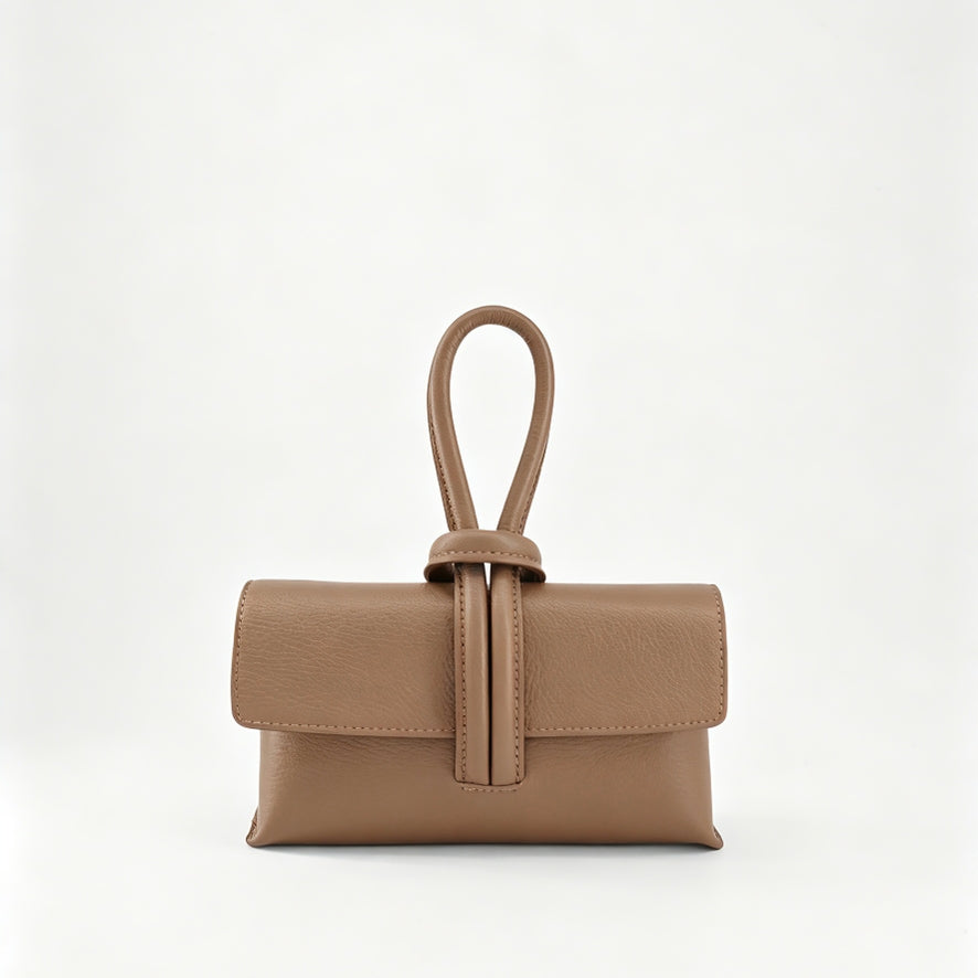 Togo Leather Handbag | Woven Knot Closure | Adjustable Strap | Handcrafted in Italy
