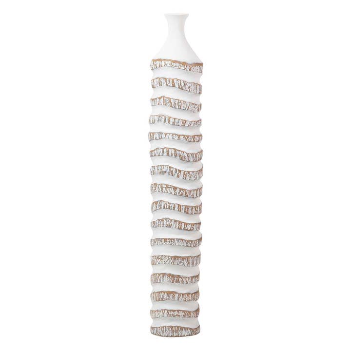 Tall Resin Floor Vase | White & Brown | 107cm