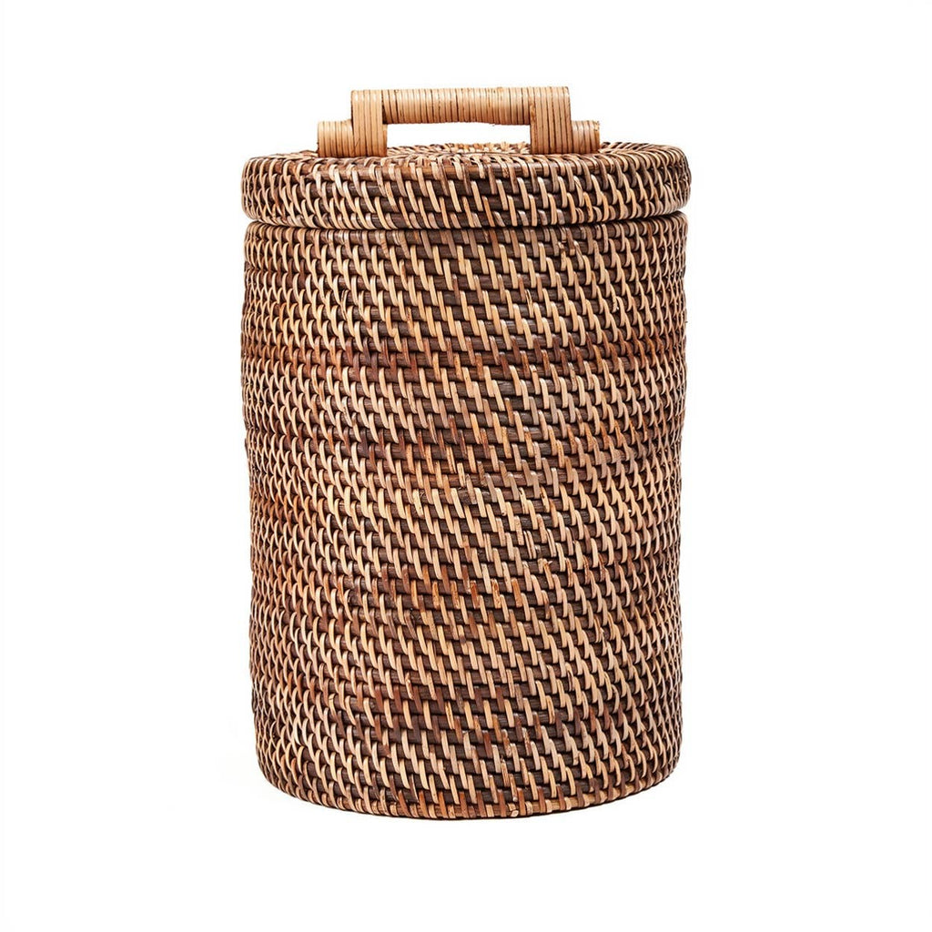 The Rattan Bin High, høy kurv med lokk i rotting, Natural Brown