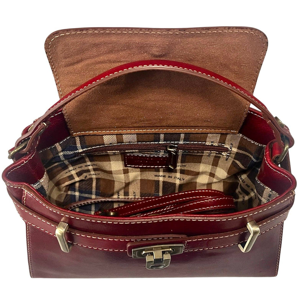 Vintage håndveske i kuskinn med skulderreim, 26 × 12 × 17 cm