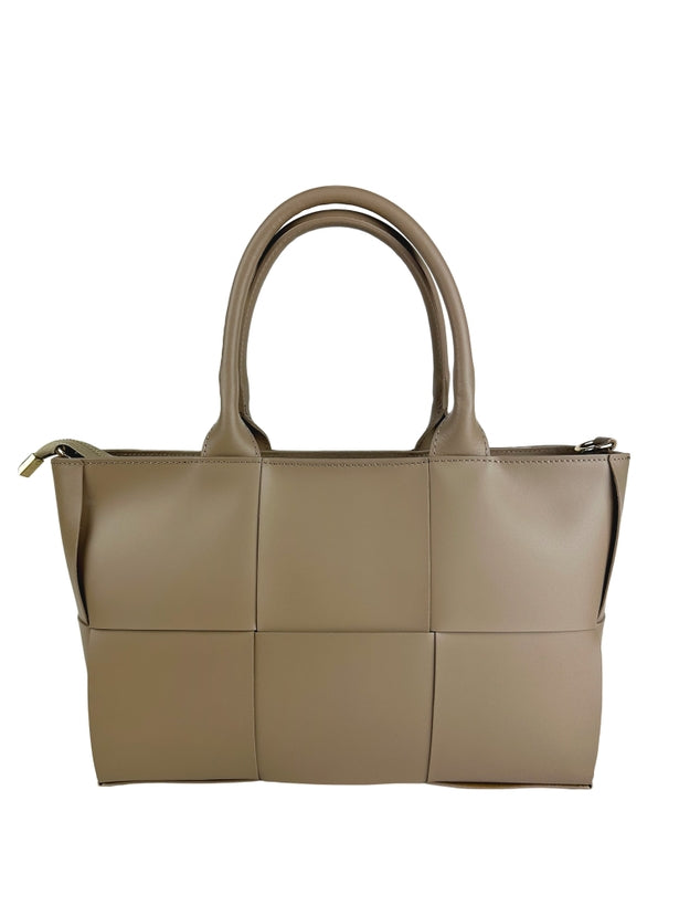 Woven Leather Bag | Zip Closure | Gold Hardware | Adjustable Strap | Handcrafted in Italy | Florence Leather