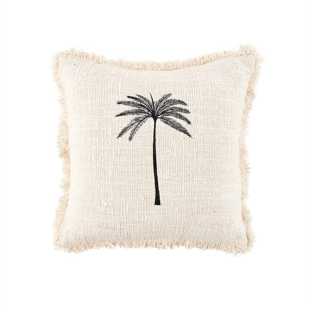 The Gili Palm putetrekk i bomull, Natural Black, 50 × 50 cm
