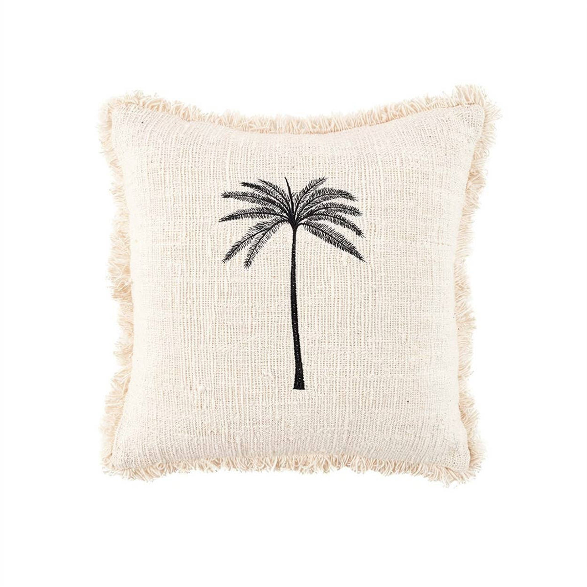 The Gili Palm putetrekk i bomull, Natural Black, 50 × 50 cm
