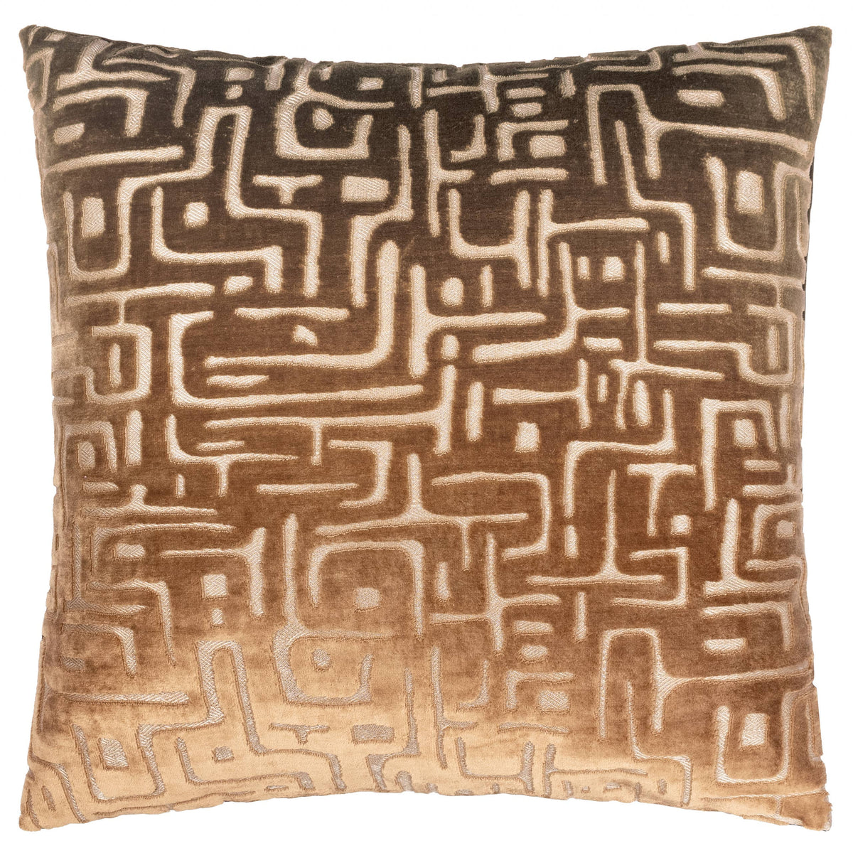 Soren pute i preget velur, brun, 45 × 45 cm
