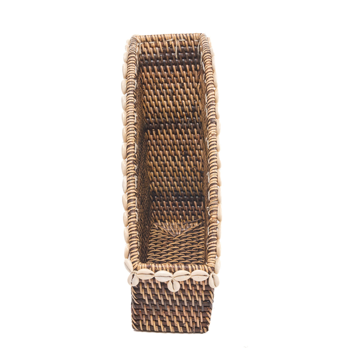 The Shell Edge Organizer – Natural Brown, håndvevd rattanorganizer