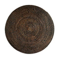 Hand-Woven Round Rattan Placemat – Dark Brown