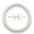 Glass Bead Crochet Bracelet | White matt | Handmade in Nepal