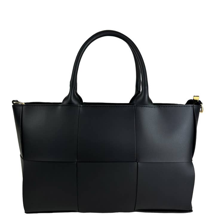 Woven Leather Bag | Zip Closure | Gold Hardware | Adjustable Strap | Handcrafted in Italy | Florence Leather