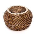 Colonial Cowrie Shell Rattan Basket | Natural Brown | Medium