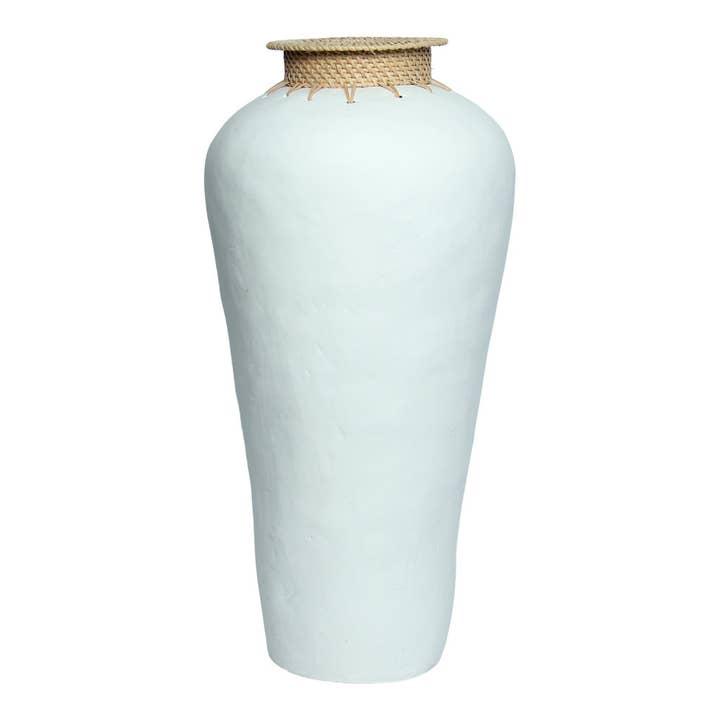 Longa Rattan Vase | White | Large | 54 × 25 cm | Made in India