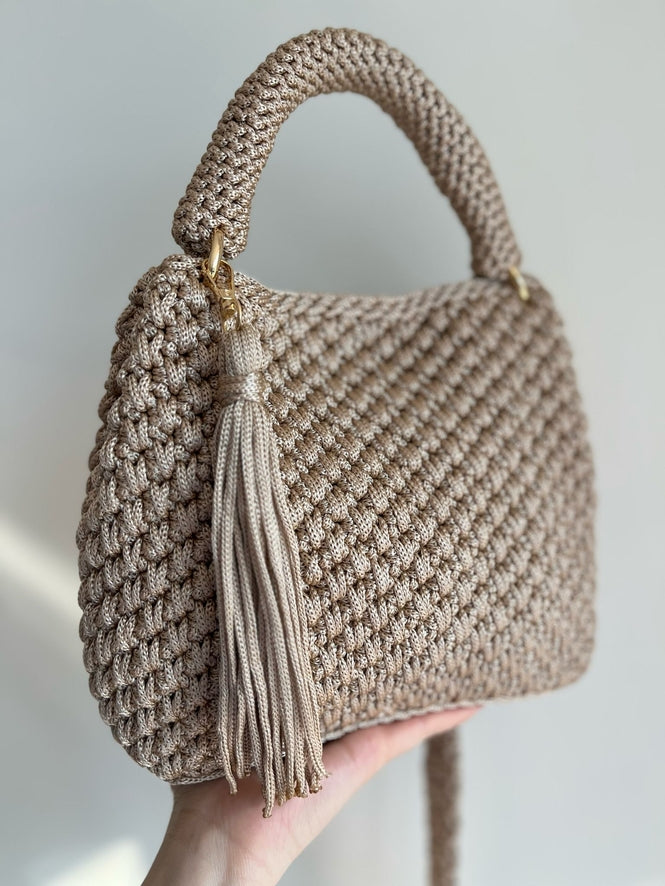 Handmade Crochet Macramé Shoulder Bag | Combed Cotton Yarn | Handmade in Turkey |