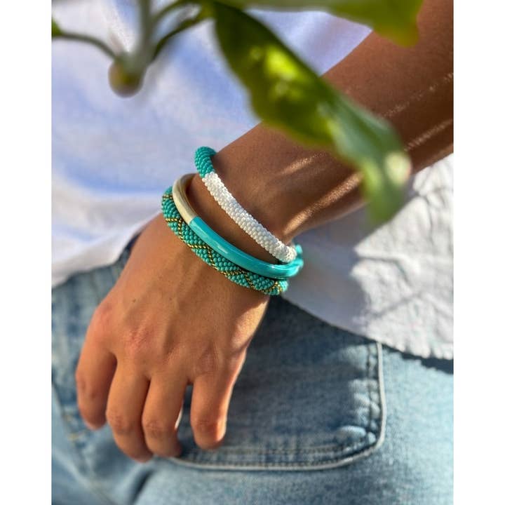 Glass Bead Crochet Bracelet | E25 | Handmade in Nepal