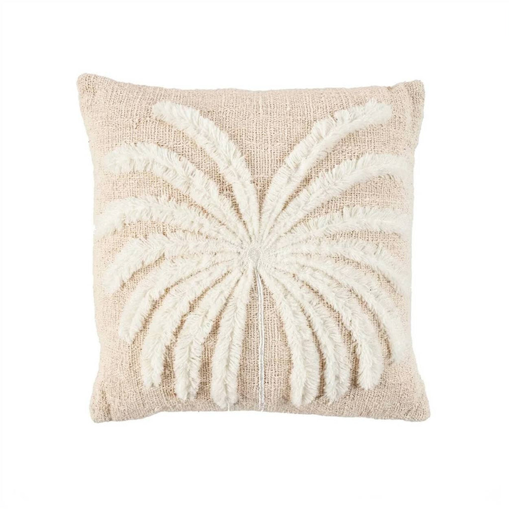 The Isla Palm putetrekk i raffia og bomull, Natural White, 50 × 50 cm