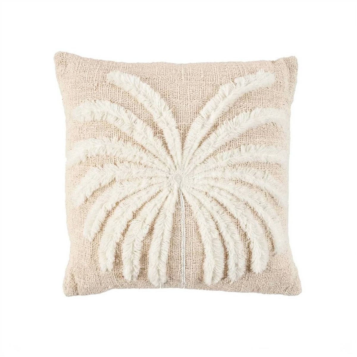 The Isla Palm putetrekk i raffia og bomull, Natural White, 50 × 50 cm