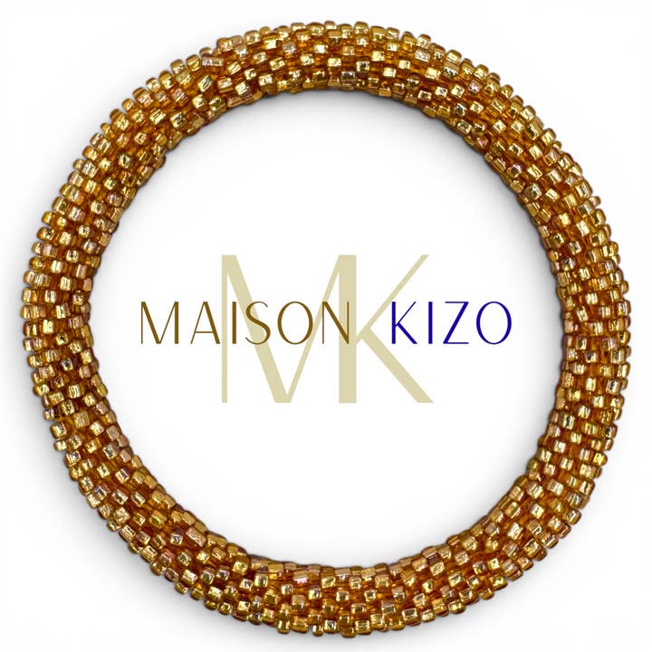 Maison Kizo Gold Glass Bead Bracelet | Best Seller | Hand-Crocheted in Nepal | Designed in France