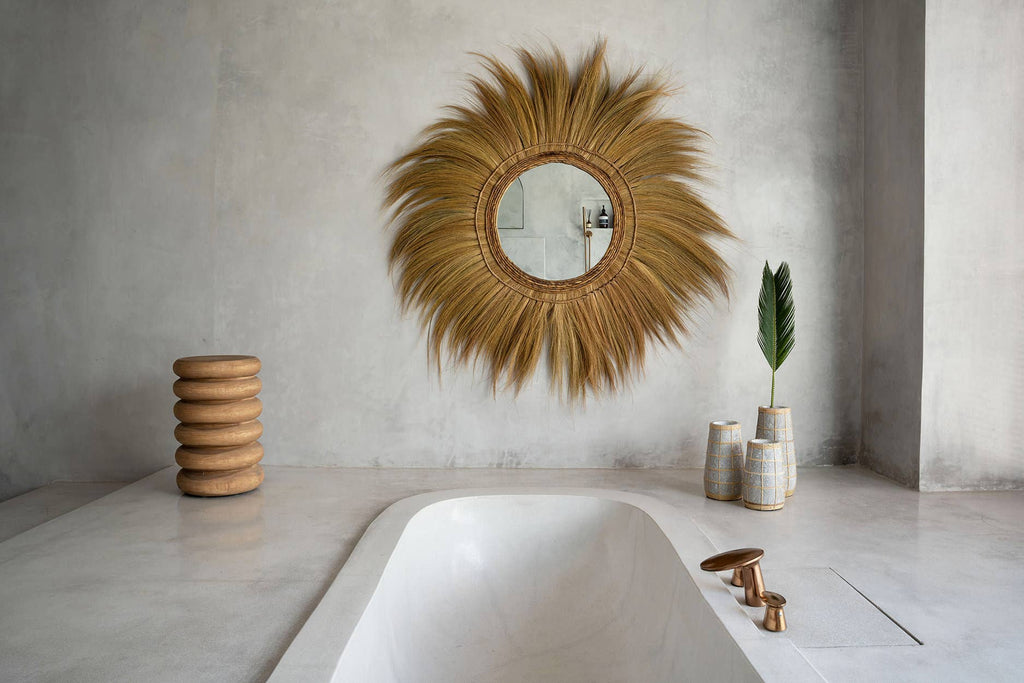 The Cutie Vase, liten vase i terrakotta med raffia, Concrete Natural, S