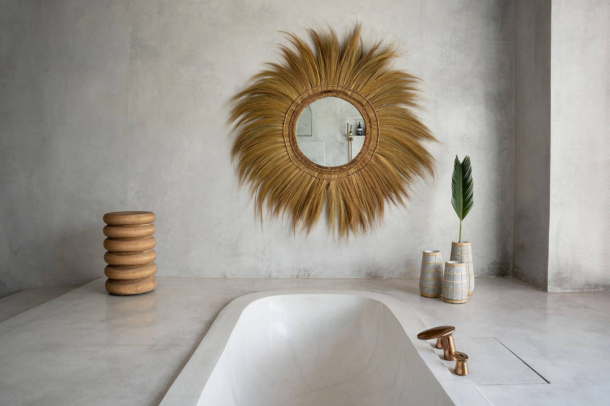 The Cutie Vase, liten vase i terrakotta med raffia, Concrete Natural, S