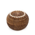 Colonial Cowrie Shell Rattan Basket | Natural Brown | Small