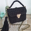 Handmade Crochet Clutch Bag | Black | Combed Cotton Yarn | Handmade in Turkey | CHQEL