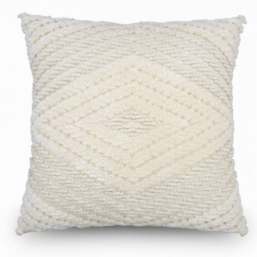 Diamora Cushion Cover | Cream | Woven Diamond Pattern | 50×50 cm | 100% Cotton | Urbane Hide