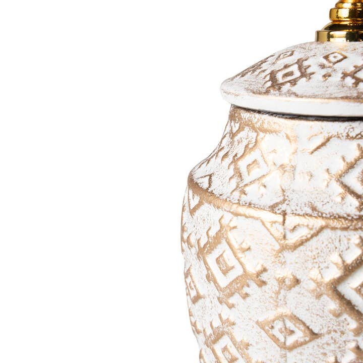 Tibor Relief Vase | White Ceramic | 16 × 16 × 30 cm | Contemporary Home Décor