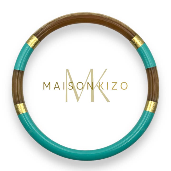 Lacquered Buffalo Horn Bangle | Multicolor Turquoise | Handmade in Vietnam