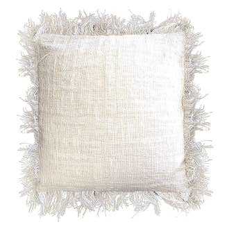 Linen Cushion Covering with Fringe, putetrekk i lin med frynser, 60 × 60 cm