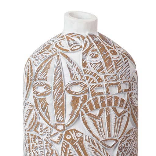 Gold & White Resin Vase | 37cm