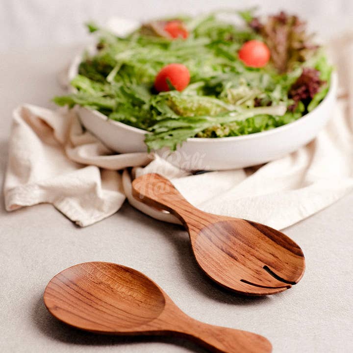 Handcrafted Teak Root Salad Servers – Small Set of 2