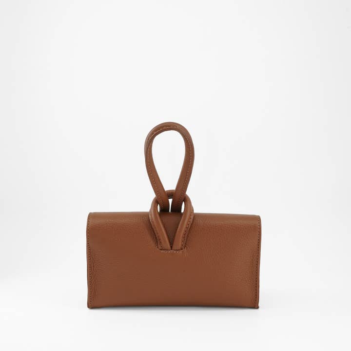 Togo Leather Handbag | Woven Knot Closure | Adjustable Strap | Handcrafted in Italy