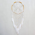 Bali Harvest Crisscross Dream Catcher | Rattan, Cotton & Goose Feathers | Large | Handmade in Bali
