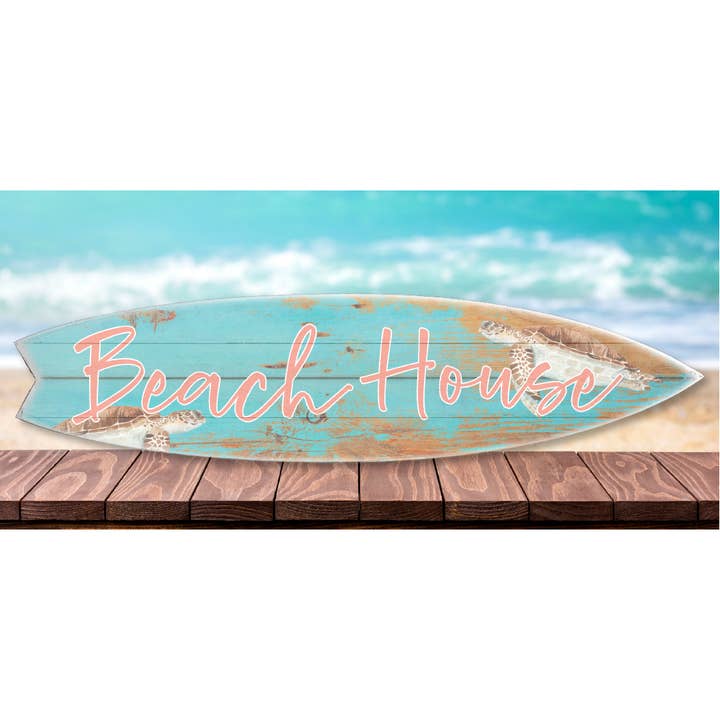 Wooden Surf Board Wall Décor – Beach House Sea Turtles