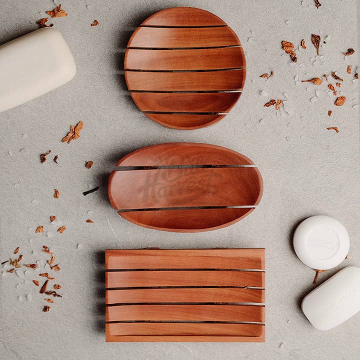 Handcrafted Round Wooden Soap Dish – Reclaimed Sapodilla Wood