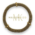 Maison Kizo Bronze Gold Glass Bead Bracelet | Hand-Crocheted in Nepal | Designed in France