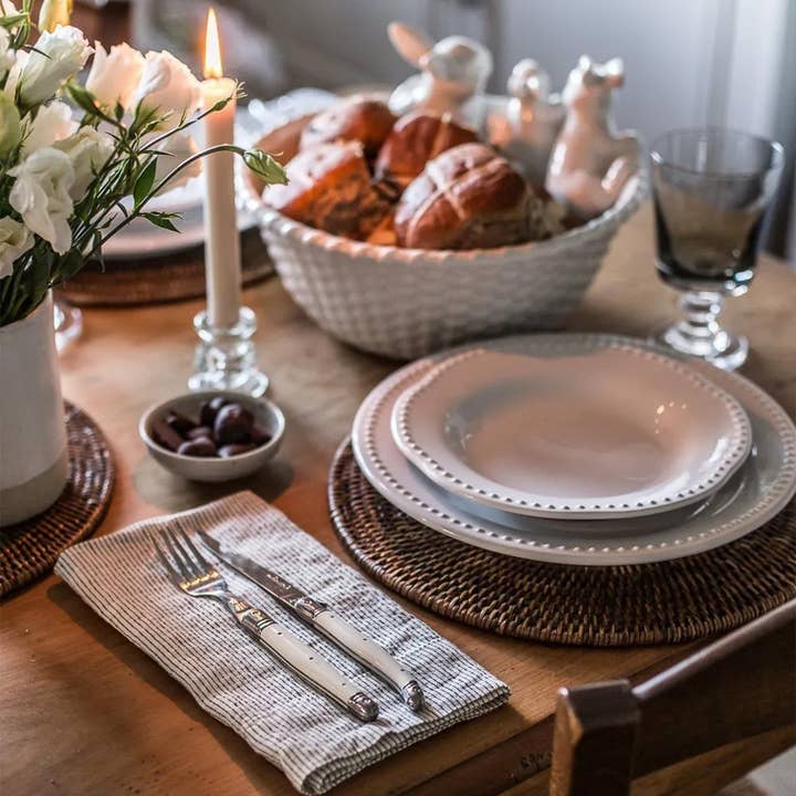 Hand-Woven Round Rattan Placemat – Dark Brown