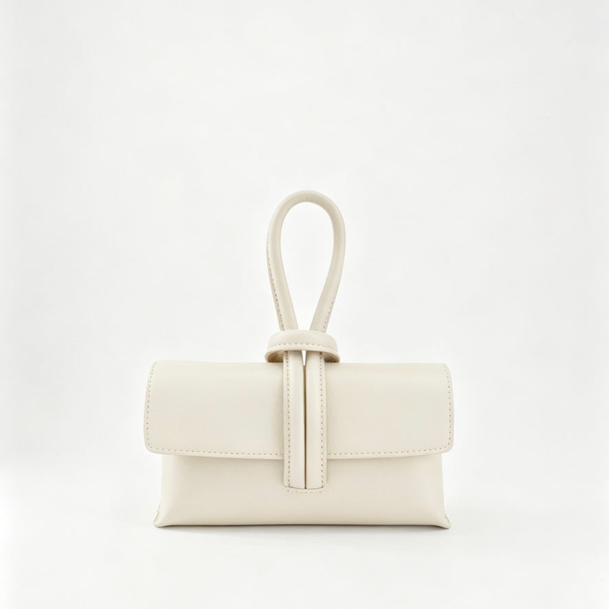 Togo Leather Handbag | Woven Knot Closure | Adjustable Strap | Handcrafted in Italy