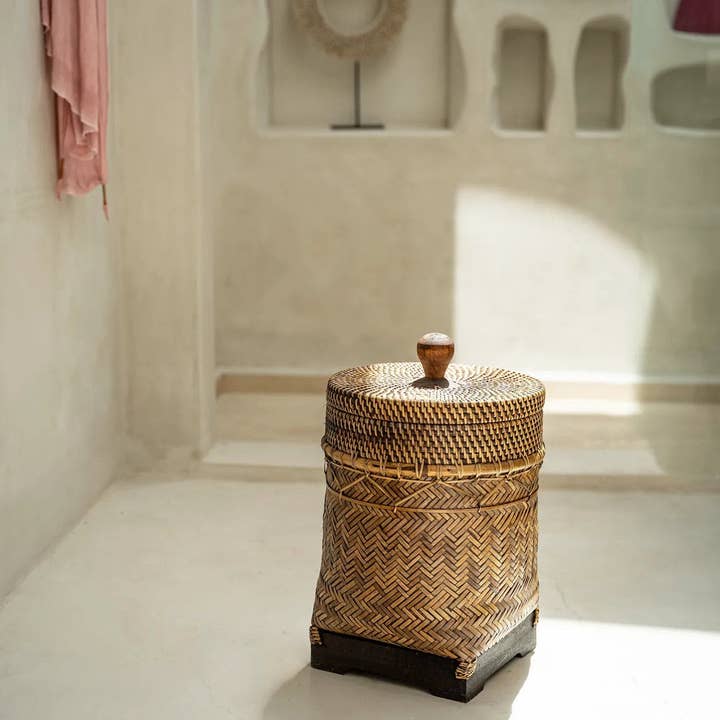 Colonial Rattan Bathroom Basket | Natural Brown