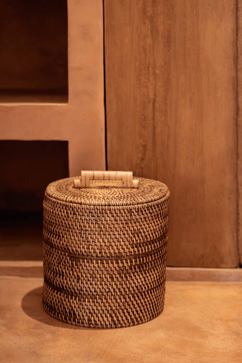 The Rattan Bin Low, oppbevaringskurv i rotting, Natural Brown