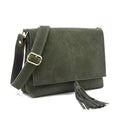 ZEEN Luna Suede Leather Crossbody Bag | Green | Tassel Detail | Wide Adjustable Strap | Made in Italy