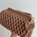 Handmade Crochet Clutch Bag | Brown | Combed Cotton Yarn | Handmade in Turkey