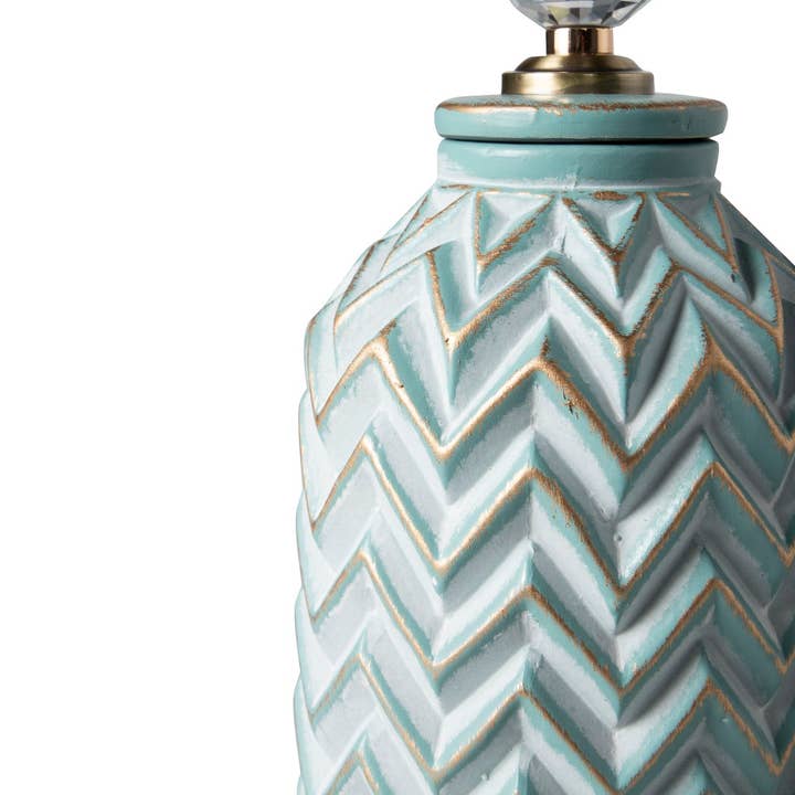 Green Ceramic Relief Vase | 14 × 14 × 32 cm