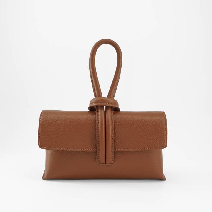 Togo Leather Handbag | Woven Knot Closure | Adjustable Strap | Handcrafted in Italy