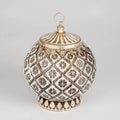 Floral Pattern LED Lantern | Antique Gold