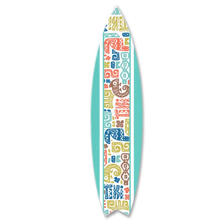 Wooden Surf Board Wall Décor – Tribal Tiki