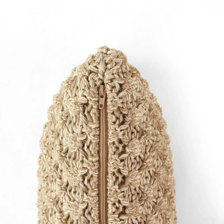Khara Cushion Cover | Khaki & Natural | Popcorn Knit | Hidden YKK Zip | 45×45 cm | Urbane Hide