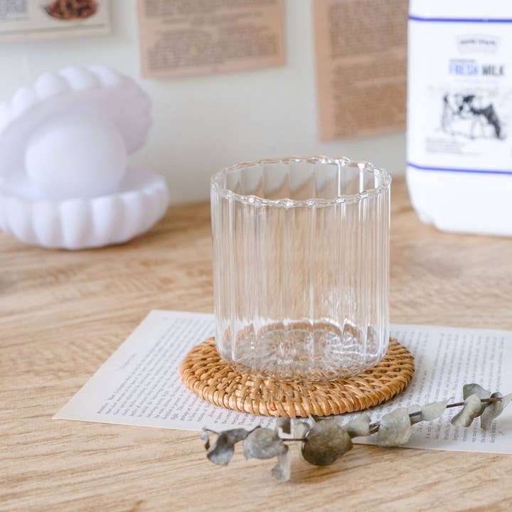 Hand-Woven Round Rattan Coaster – Natural Coastal Table Decor