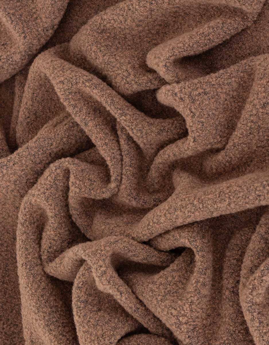 Wool Bouclé Throw Blanket Paris Brown, bouclépledd i ull, 140 × 200 cm