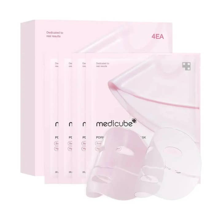 Medicube PDRN Pink Collagen Gel Mask | Pack of 4 | Colour-Changing Hydrogel | K-Beauty | Made in South Korea