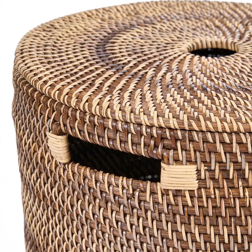 The Laundrilla Basket | Natural Brown | Handwoven Rattan | Lidded Storage | Handmade in Indonesia